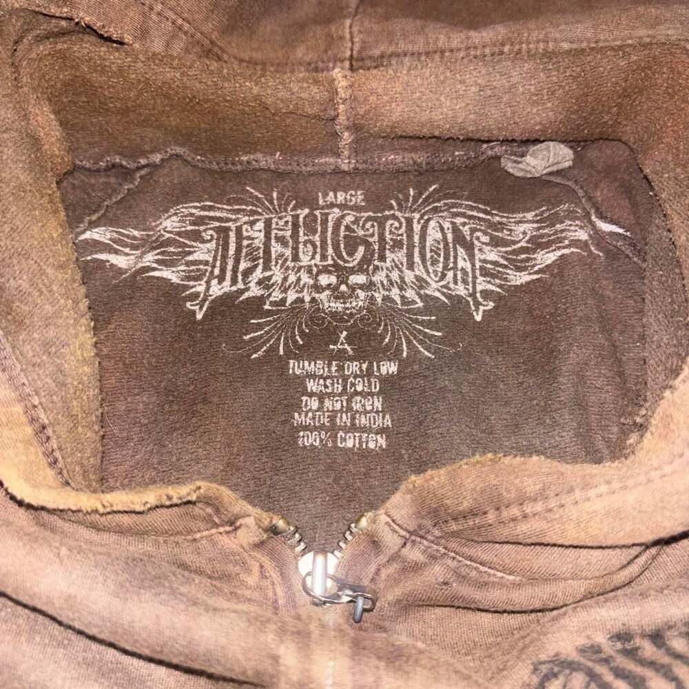 Affliction Brown Lion Graphic Zip Up Hoodie - Picture 3 of 4